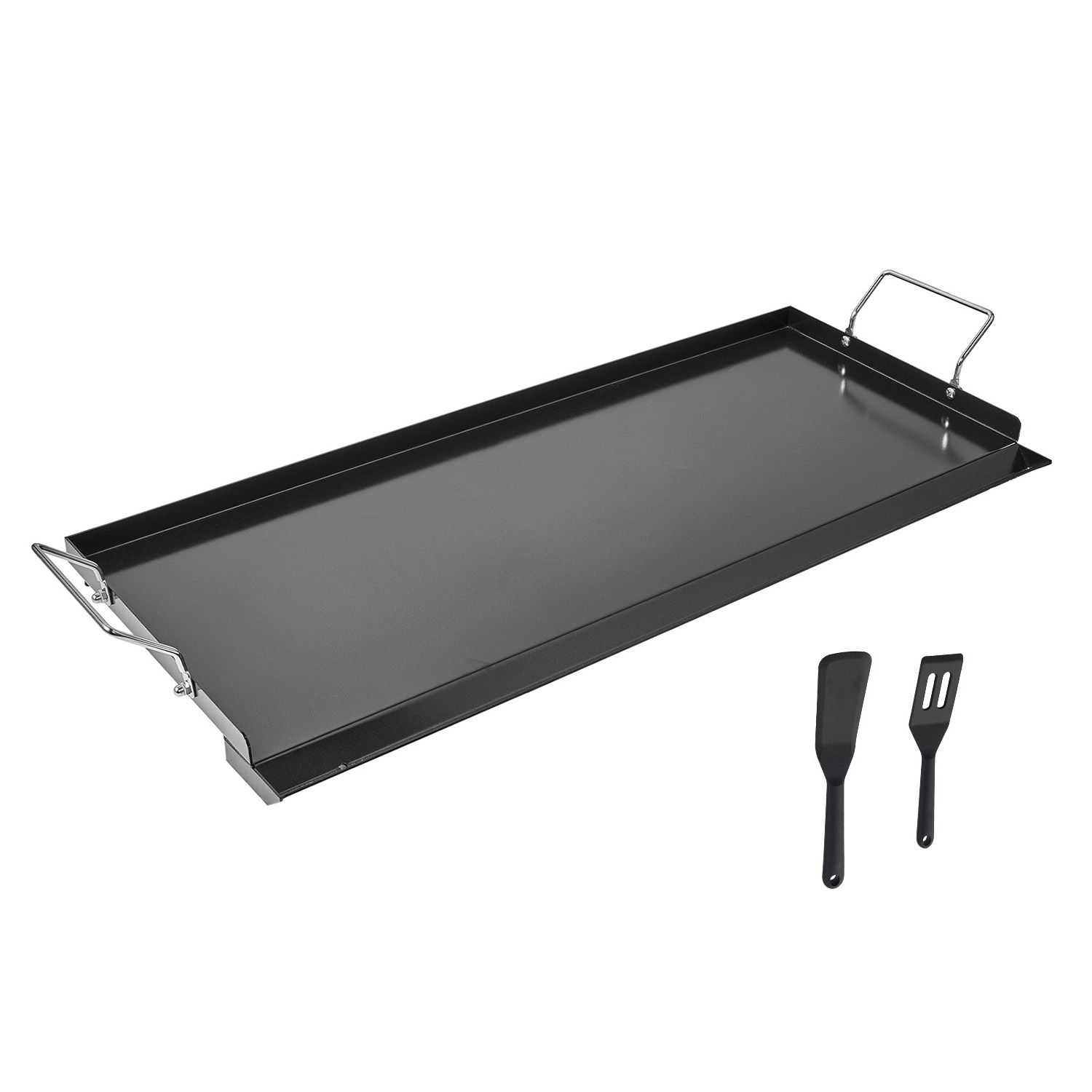 Carbon Steel Griddle, 32 × 14 inch Universal Flat Top Rectangular Plate, Gas Grill Griddle for BBQ Grill, Teppanyaki, Portable Family Cookware with Handle, for