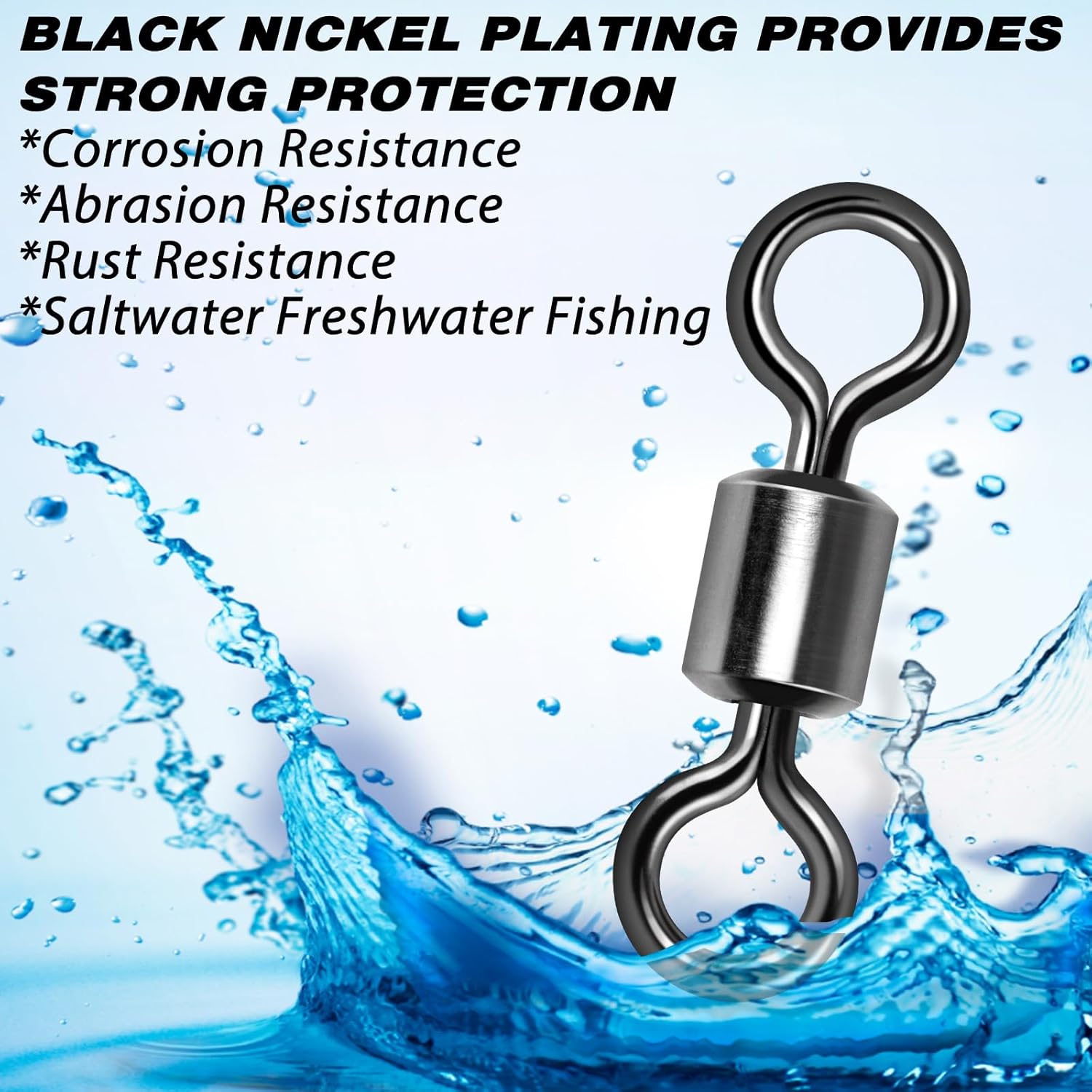 Fishing Barrel Swivels, 40 to100-Pack Swivels Tackle Freshwater Saltwater Swivel Rolling Heavy Duty Stainless Steel Lures Leaders Line Connectors Terminal — image 4