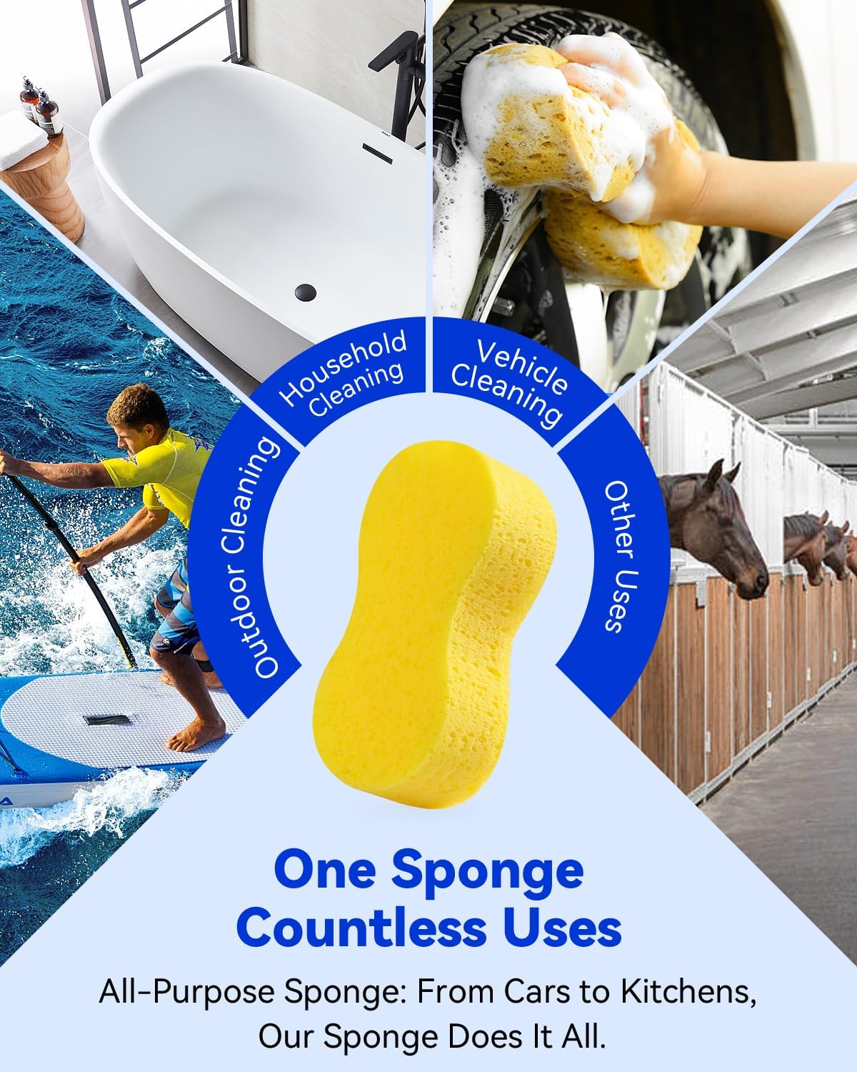 1 Piece Yellow Soft Sponge Large Car Cleaning Sponge Multifunctional Cleaning Sponge Easy to Use Thickened Foam Rubber Large Boat Shaped Sponge Suitable for — image 6