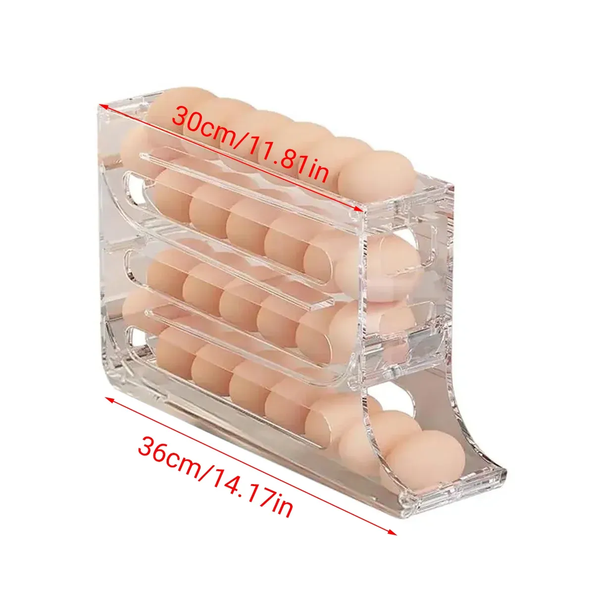 Automatic Scrolling Egg Holder 2/4-Tier Storage Box Container for Refrigerator - White (4-Tier) β image 4