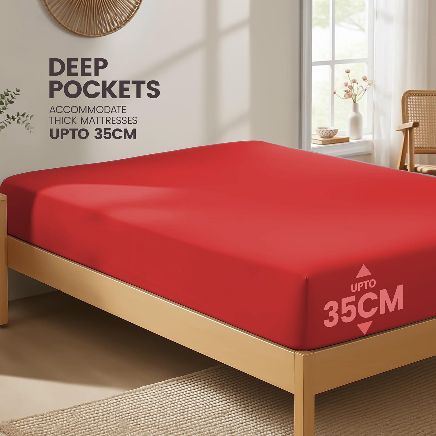 Hotel Quality Fitted Sheet - 1 Piece Fitted Sheet -Breathable Bedding - Wrinkle, Fade, Stain Resistant- 16inch/40cm Deep Pocket Fitted Bed — image 2