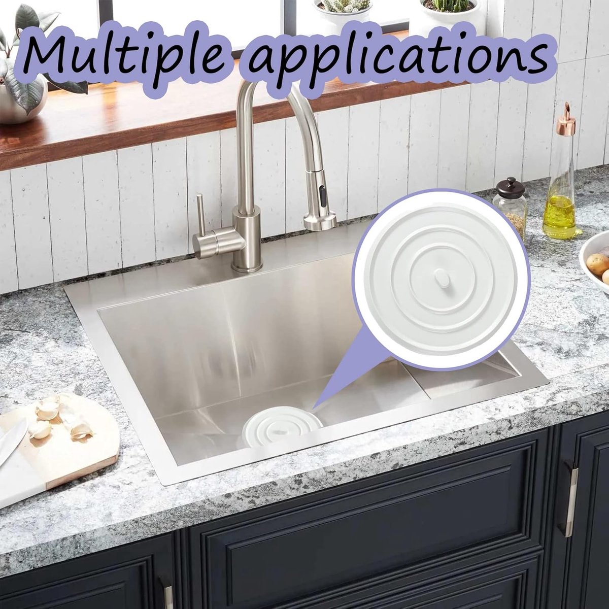 Pieces Silicone Bathtub Drain Stopper - Drain Plug - Universal Bath Stopper - Sink Plug - Bath Plug - Drain Stopper for Bath and Washbasin - Sink Stopper — image 3
