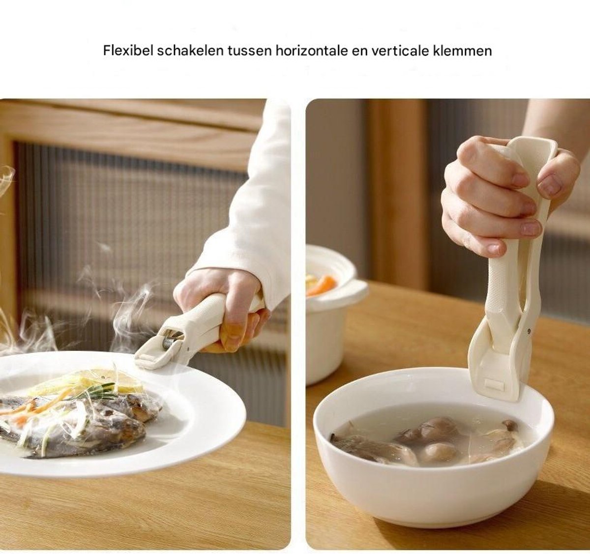 Bowl Clamp - Anti-burn Clamp - Plate Lifter - Kitchen Clamp - Baking Tray Steam Clamp - Beige — image 2