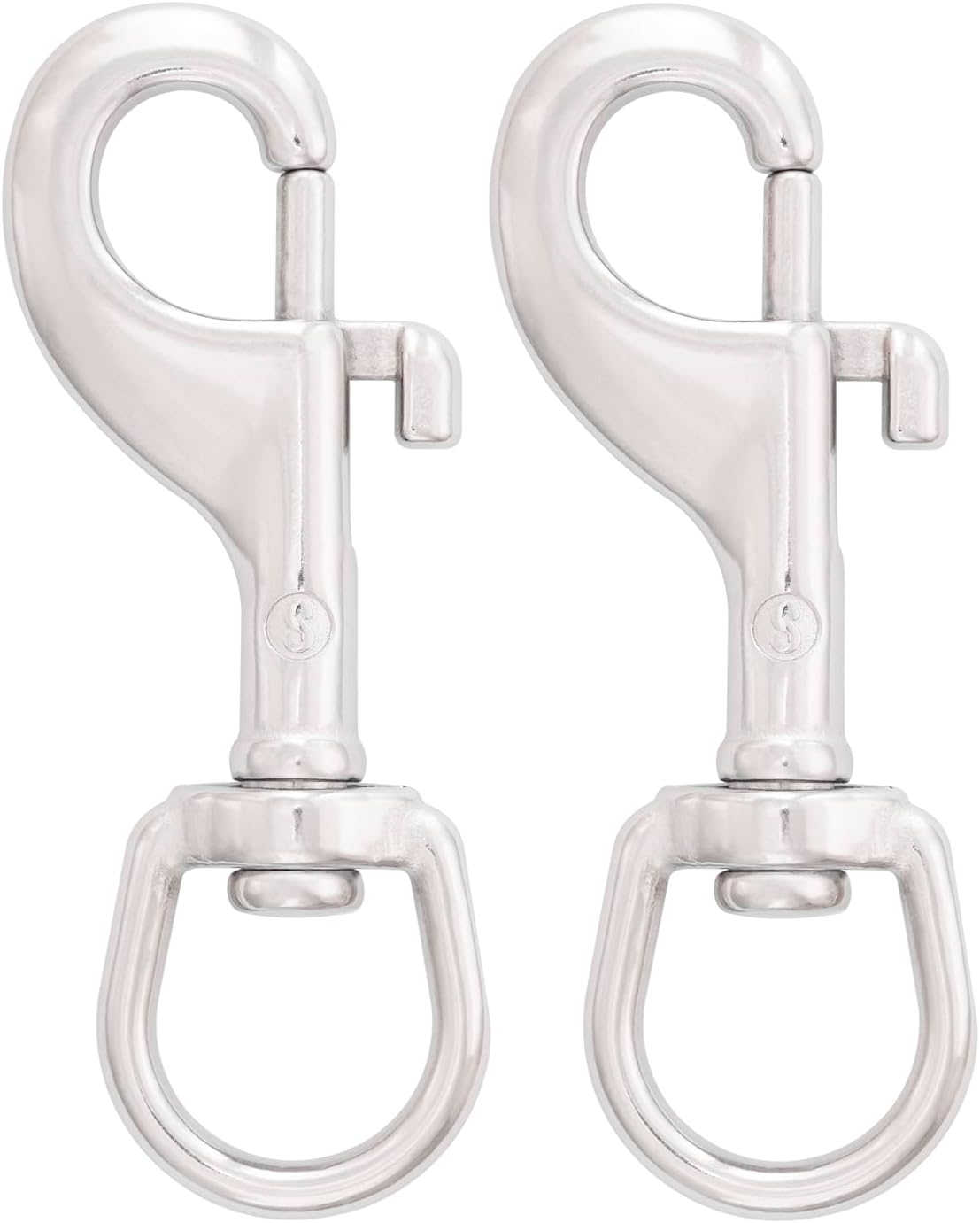 SHONAN 3.5 Inch Swivel Eye Snap Hook, 2 Pack Marine Grade Scuba Bolt Snap, Single Ended Stainless Steel Flag Clips Swivel Snaps for Scuba Diving, Flag Pole