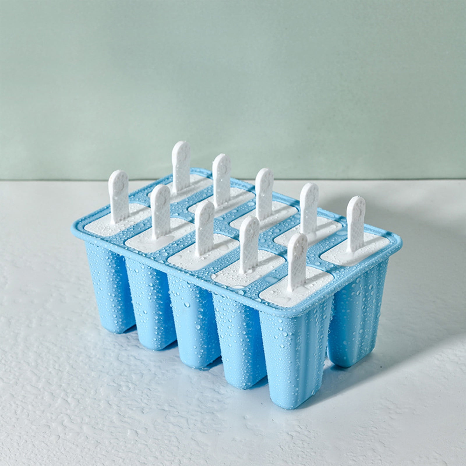 Popsicle Mould, Popsicle Molds 10 Pieces Silicone Ice Molds BPA Free Popsicle Mold Reusable Easy Release Ice Make Light Blue — image 2