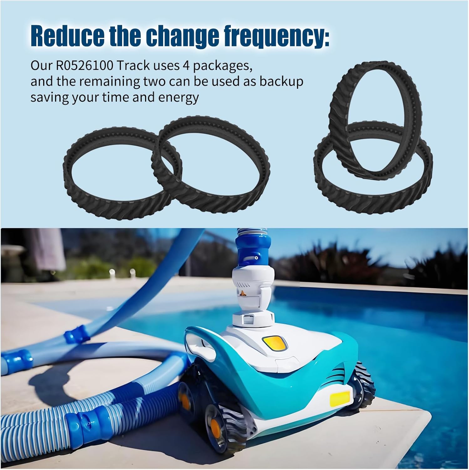 4PCS Pool Cleaner Tracks R0526100 Compatible with Zodiac MX8 / MX6 Elite Models In-Ground Sweeper, Heavy Duty Rubber Tires Baracuda Cleaners, Treads โ image 5