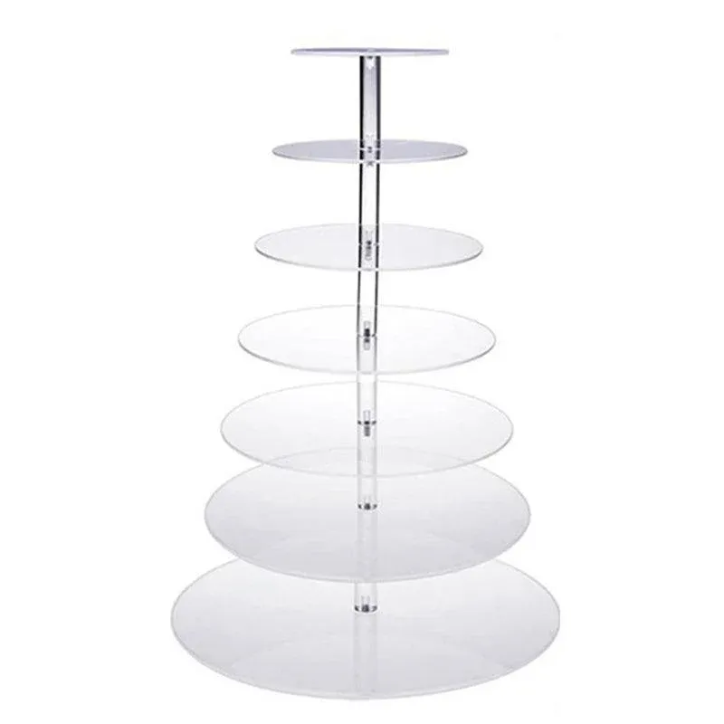 Acrylic Cupcake Tower 3 4 5 6 7 Tier Clear Cake Stand for Wedding Party - 5 Tiers — image 3