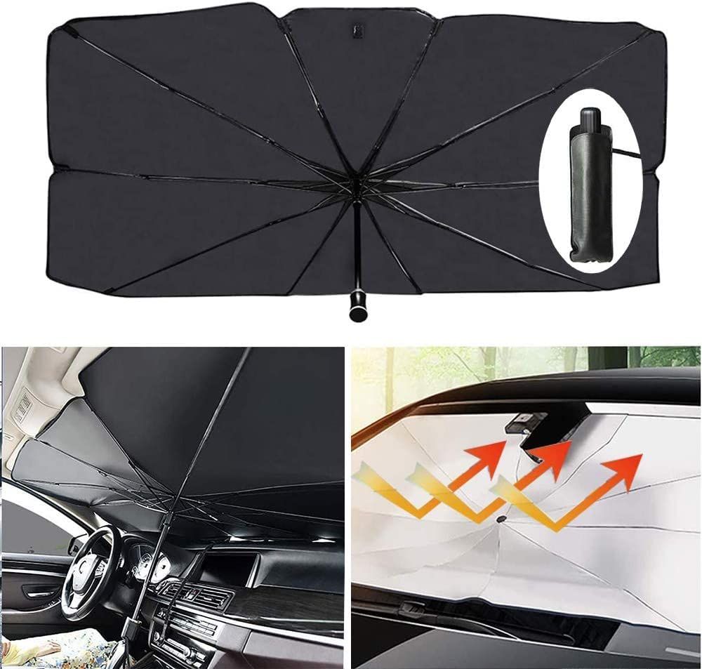 Upgraded Car Windshield Sun Shade Umbrella car Shade Front Windshield Cover Sun Visor Foldable Automotive (Large, 55''X31'')