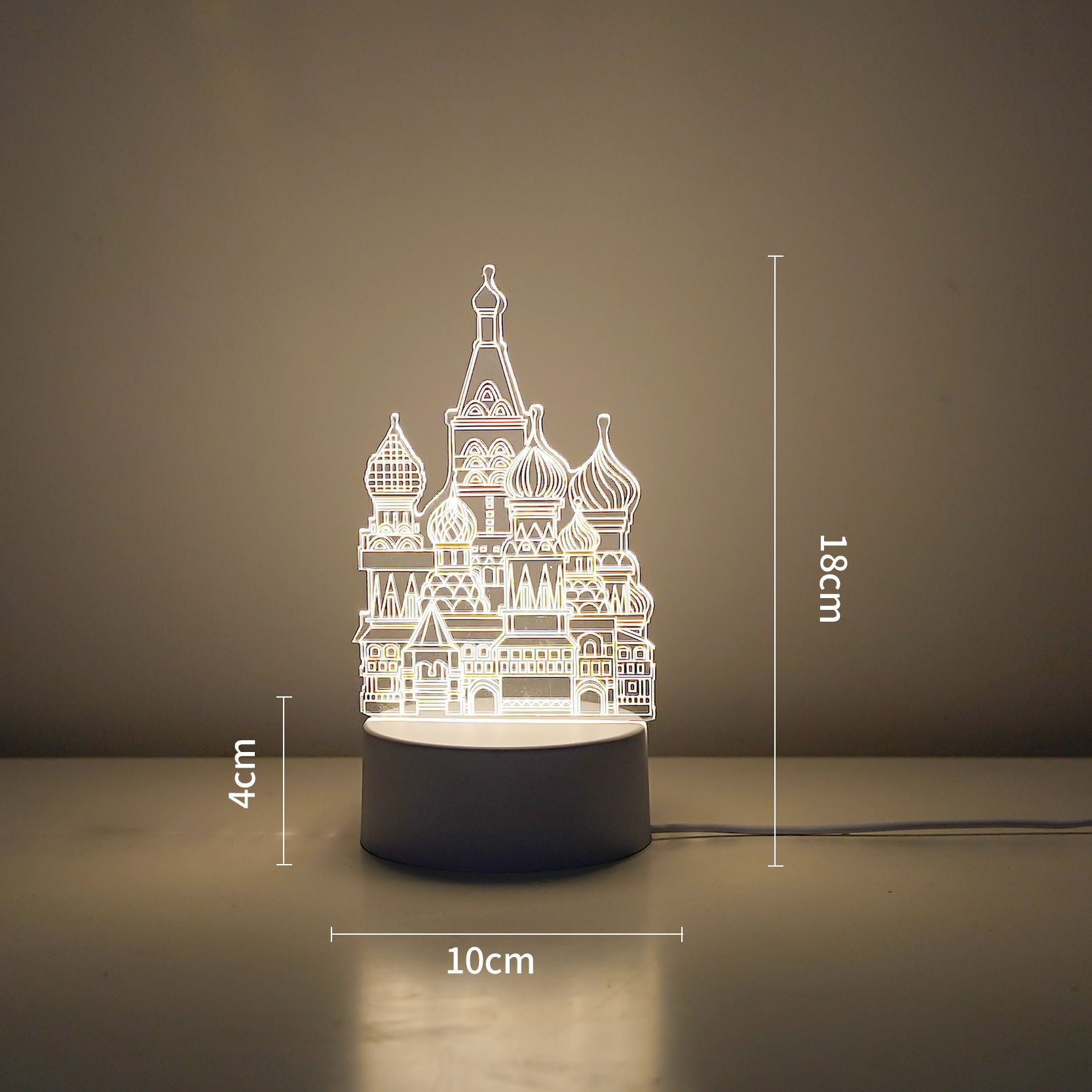 Castle Style Creative Acrylic LED Night Light - Warm White Ambient Table Lamp, Decorative Desktop Mood Light, Cartoon and Creative Display Design, Compact Gift — image 4