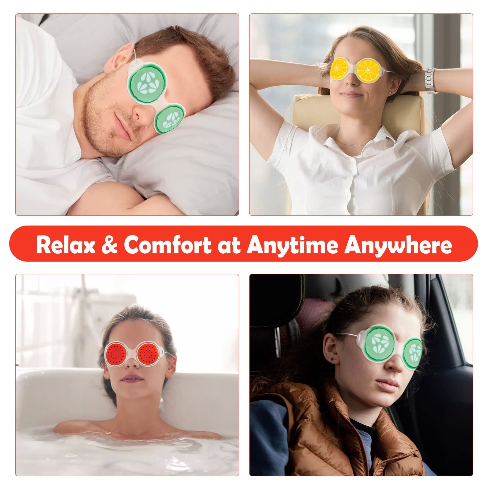 Cold/Hot Packs Reusable Cute Cooling Ice Eye Masks,Relief Migraine Eyes Swollen,Soft & Non Toxic Suitable (3 Pack) โ image 2