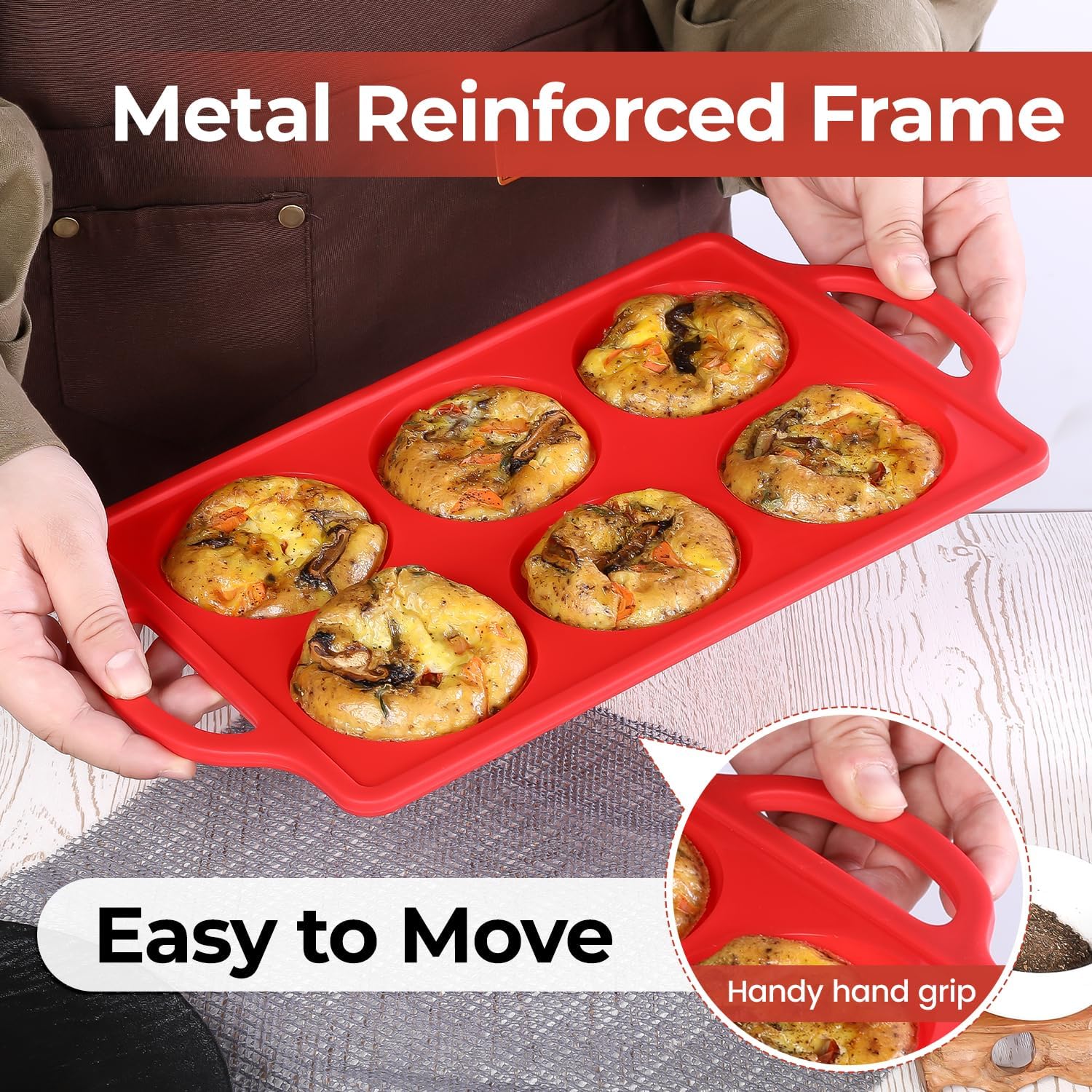 Silicone Muffin Top Pan & Metal Frame Round Egg Baking Pan — image 6