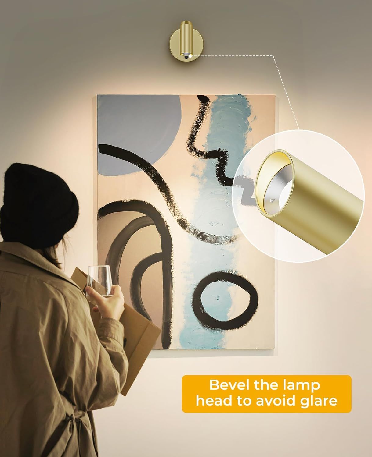 Picture Light for Wall, Battery Operated Art Light for Paintings CCT Dimmable Recharging Gallery Battery Wall Light with Remote Control for Living Room Gallery โ image 2