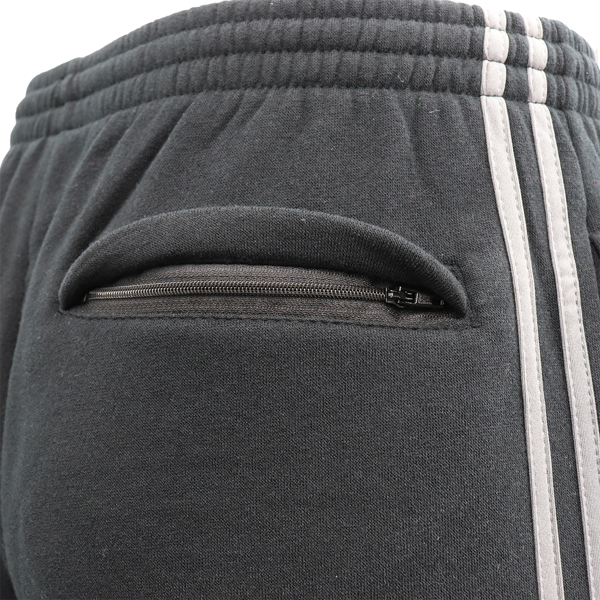 Men's Fleece Casual Sports Track Pants w Zip Pocket Striped Sweat Trousers S-6XL, Dark Grey, S — image 3