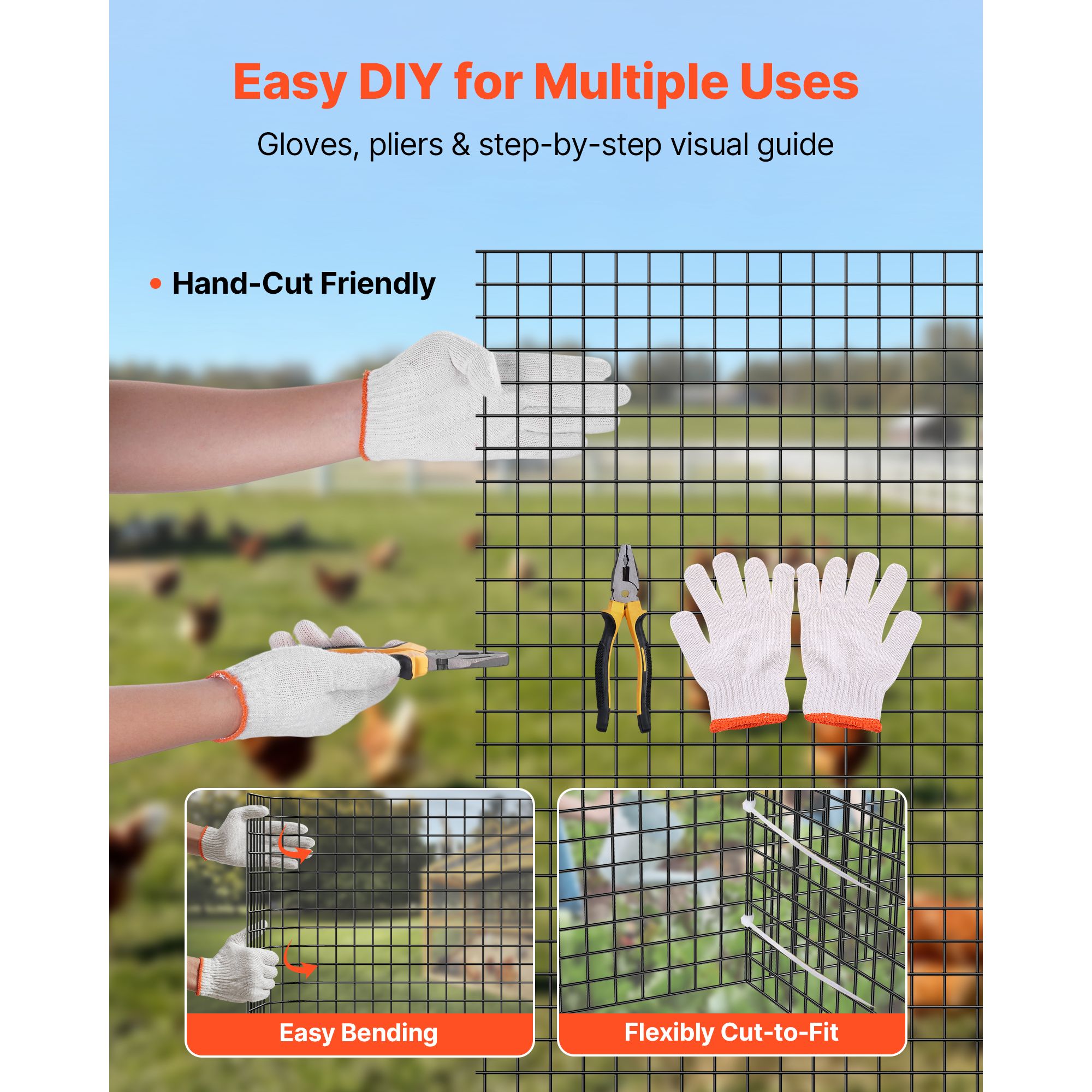 Hardware Cloth 61cm x 15.2m, 1/2 in 19 Gauge Galvanized Wire Mesh Roll, Weather-Resistant Vinyl Coated Chicken Wire Fencing, Heavy Duty Welded Garden Plant — image 6