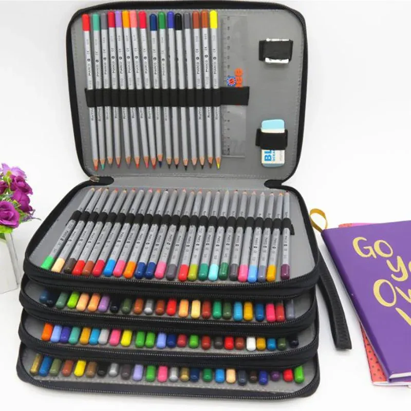 168 Slots Large Capacity Pencil Case Foldable Pen Bag Make Up Storage Organizer - Purple โ image 4