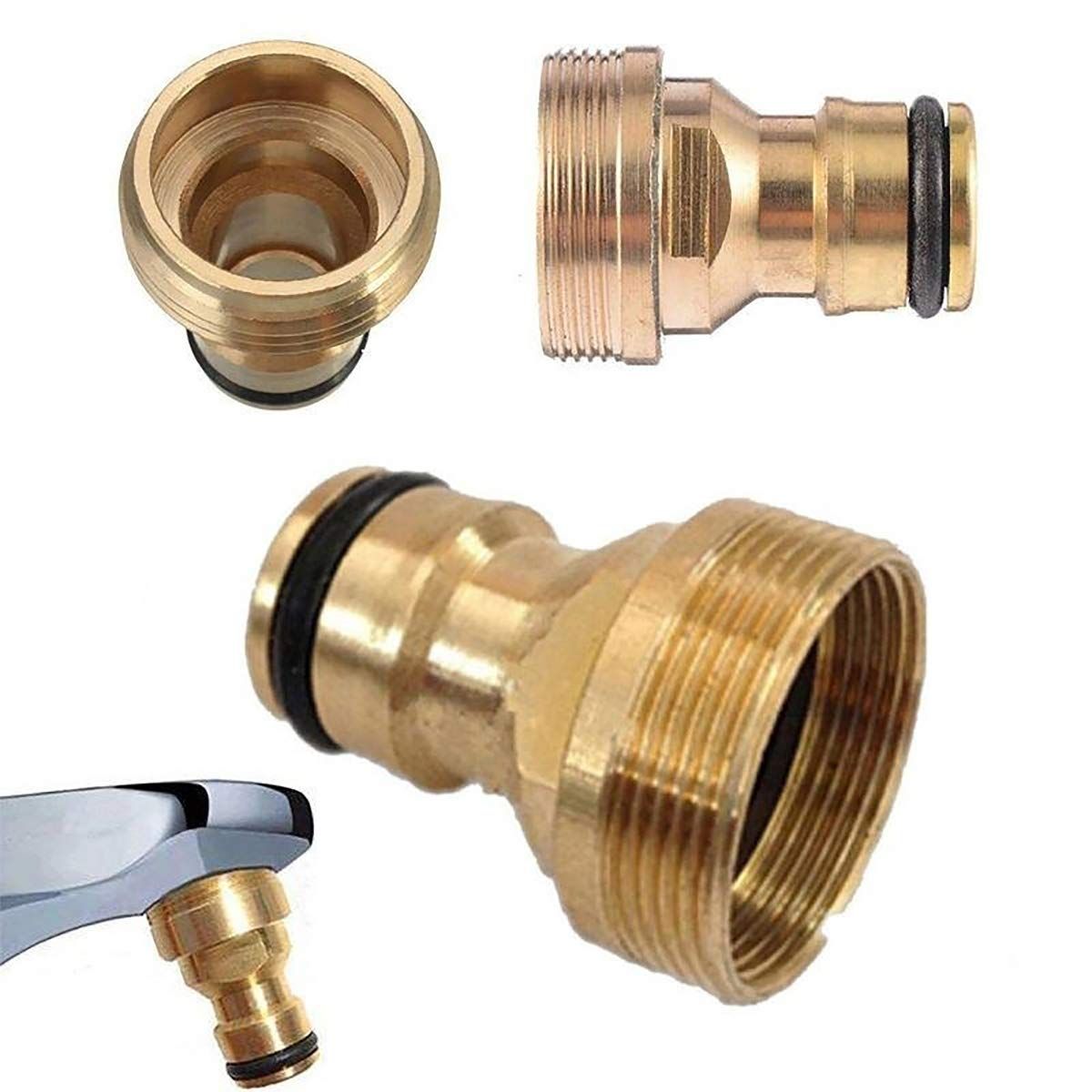 Female Thread to M22 Male Thread Stainless Steel Brass Nipple Joint Connection Joint Adapter Pipe Fitting,Yellow — image 2