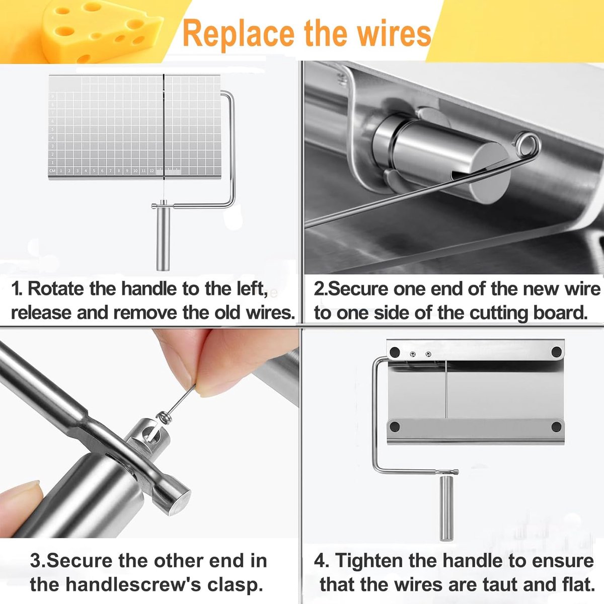 Cheese Slicer with Measuring Scale - 6 Interchangeable Blades - Precision Cutting - Dishwasher Safe - Cheese Lovers & Home Use — image 4