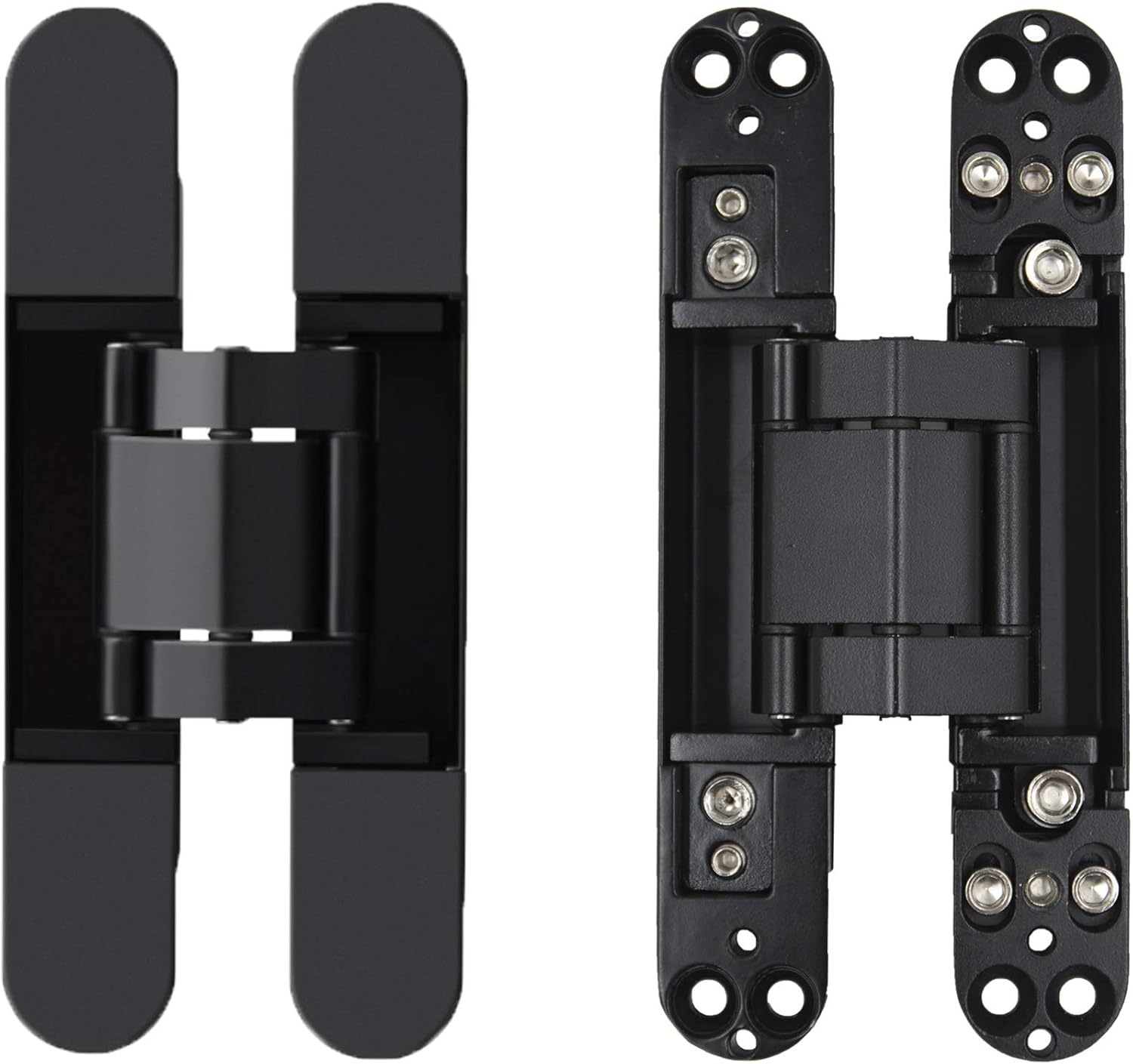6inch Hidden Door Hinges Invisible Hinges Concealed Hinges Zinc Alloy 180 Degree Swing Hinge 3 Way Adjustable Butt Hinge 6 x 2.5 x 1 inch (Black Pack of 2)