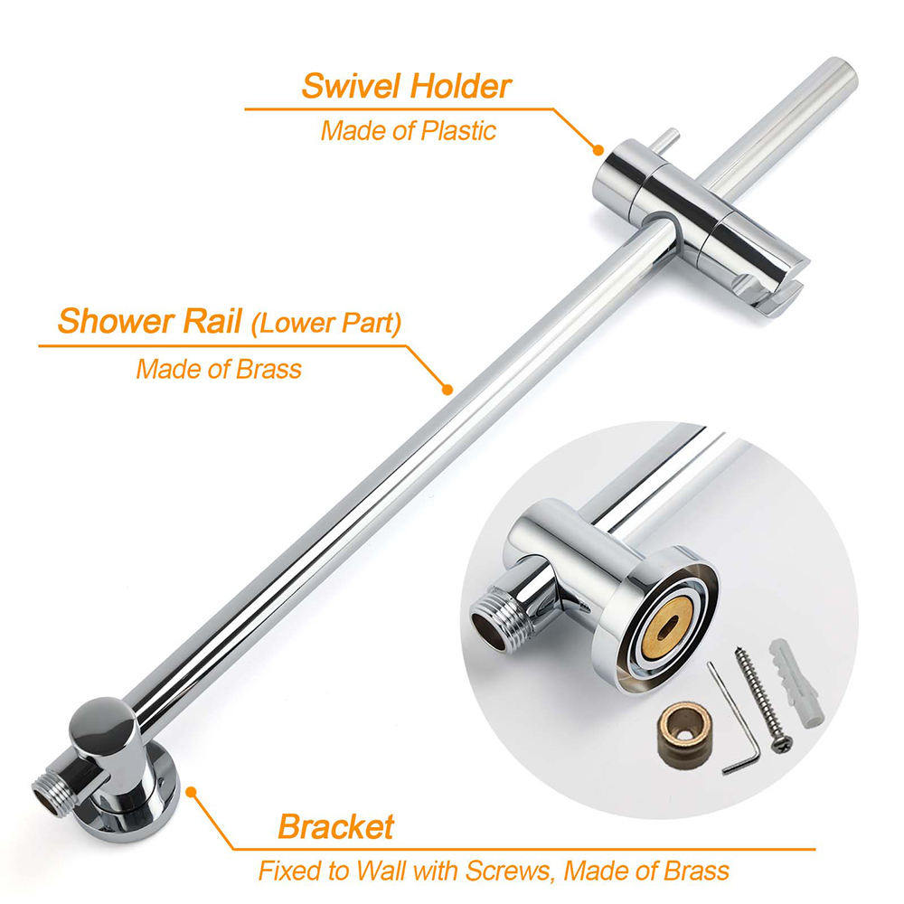 Twin Shower Set 10" Rainfall Head 3 Modes Handheld Rose Silde Rail Chrome Round — image 5