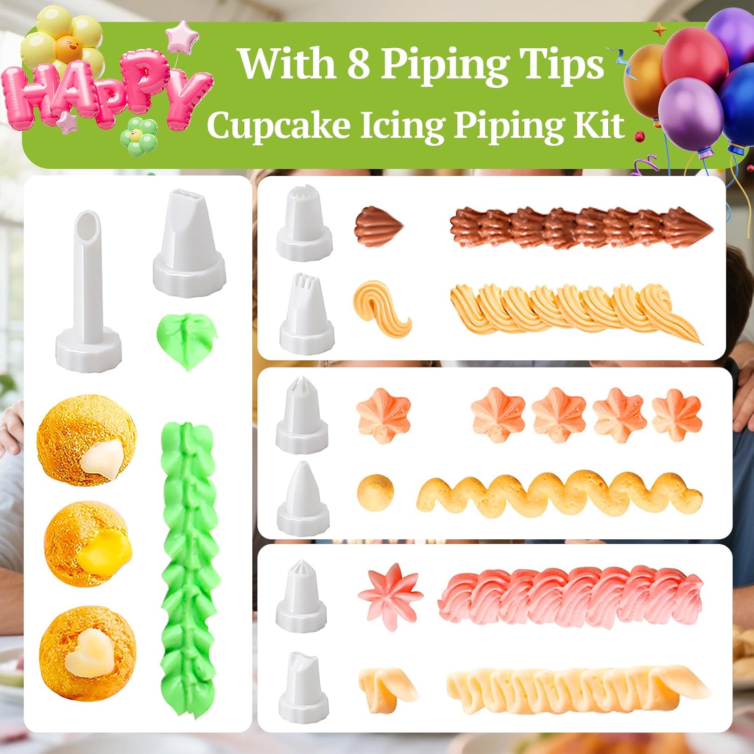 Cake Decorating Kit with 8 Piping Tips — image 4