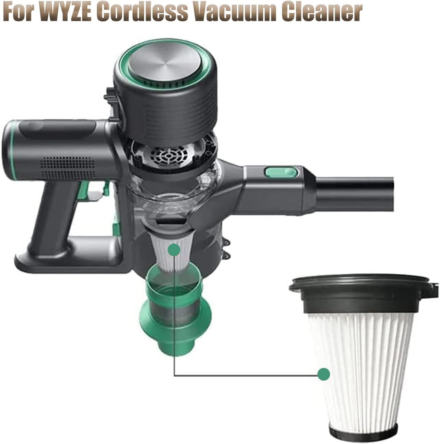 2 Pack Hepa Filter Replacement For Wyze Cordless Vacuum Cleaner Accessories Parts with Cleaning Brush โ image 5