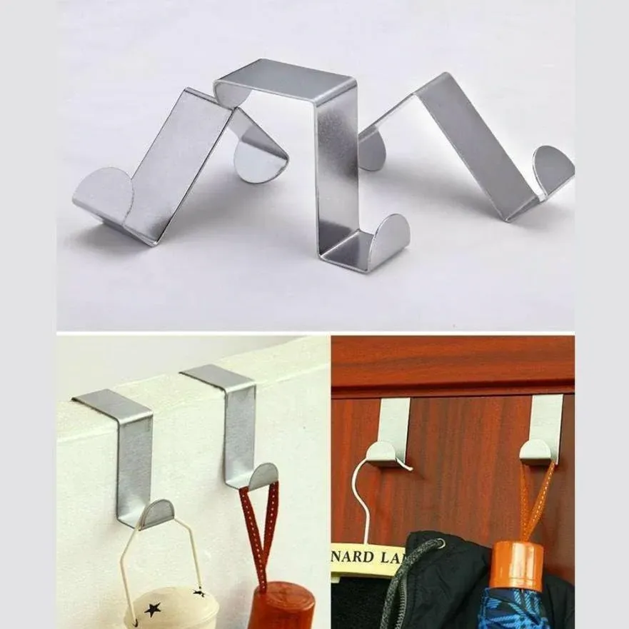 4X/6X Over Door Hooks Hanger Holder Stainless Steel Cabinet Organizer Clothes 4.5cm - 6 PCS — image 4
