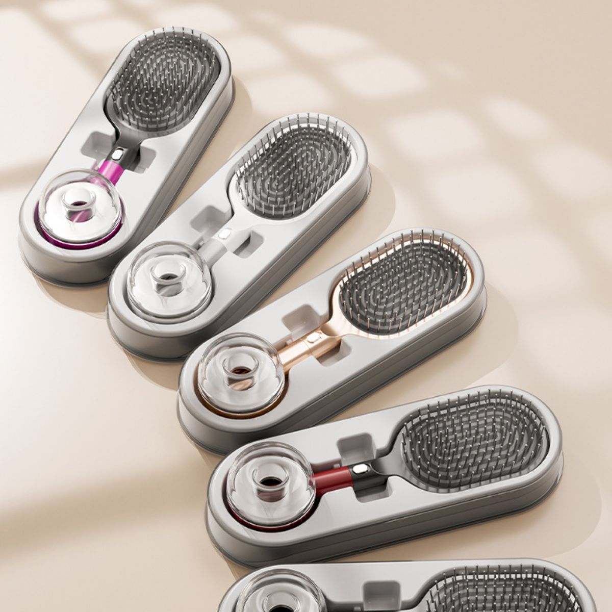 Air Cushion Massage Hair Brush Set with Wall Mount Holder Base - Pink โ image 3