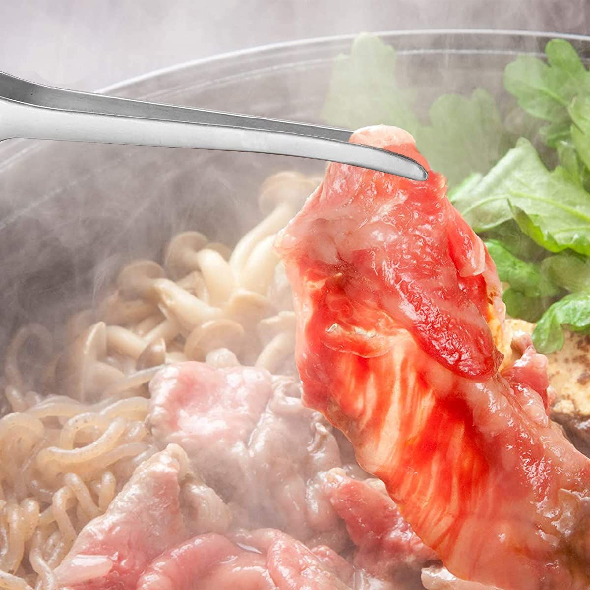 2 Pieces Stainless Steel Grill Tongs for Korean and Japanese BBQ Clean & Convenient Use,Non-Slip Serrated Tips,Ideal for Cooking — image 4