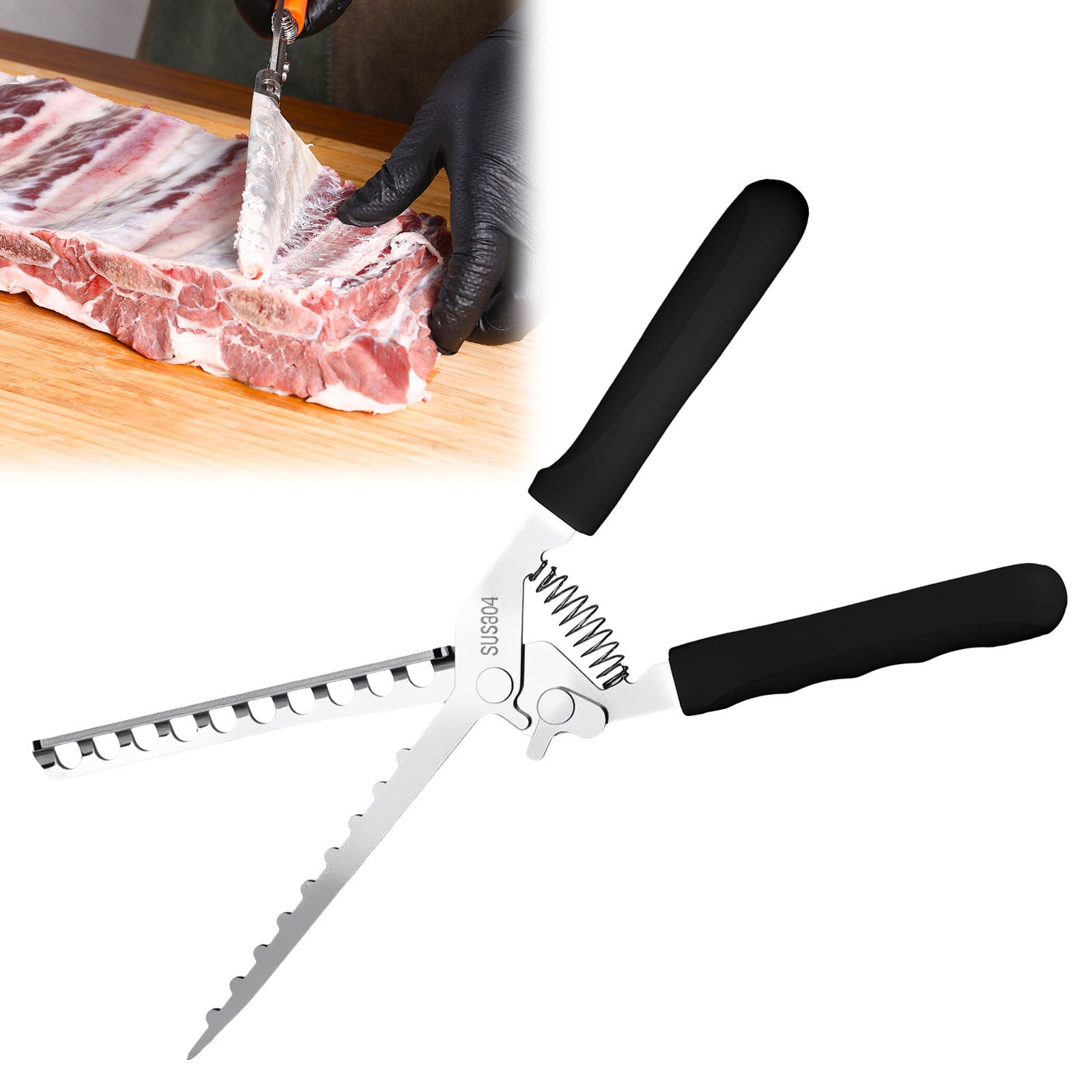 1 Piece Rib Membrane Remover, stainless steel barbecue grilling tool with ergonomic handle and dishwasher safe design, Orange, 11 × 1.5 inches — image 2
