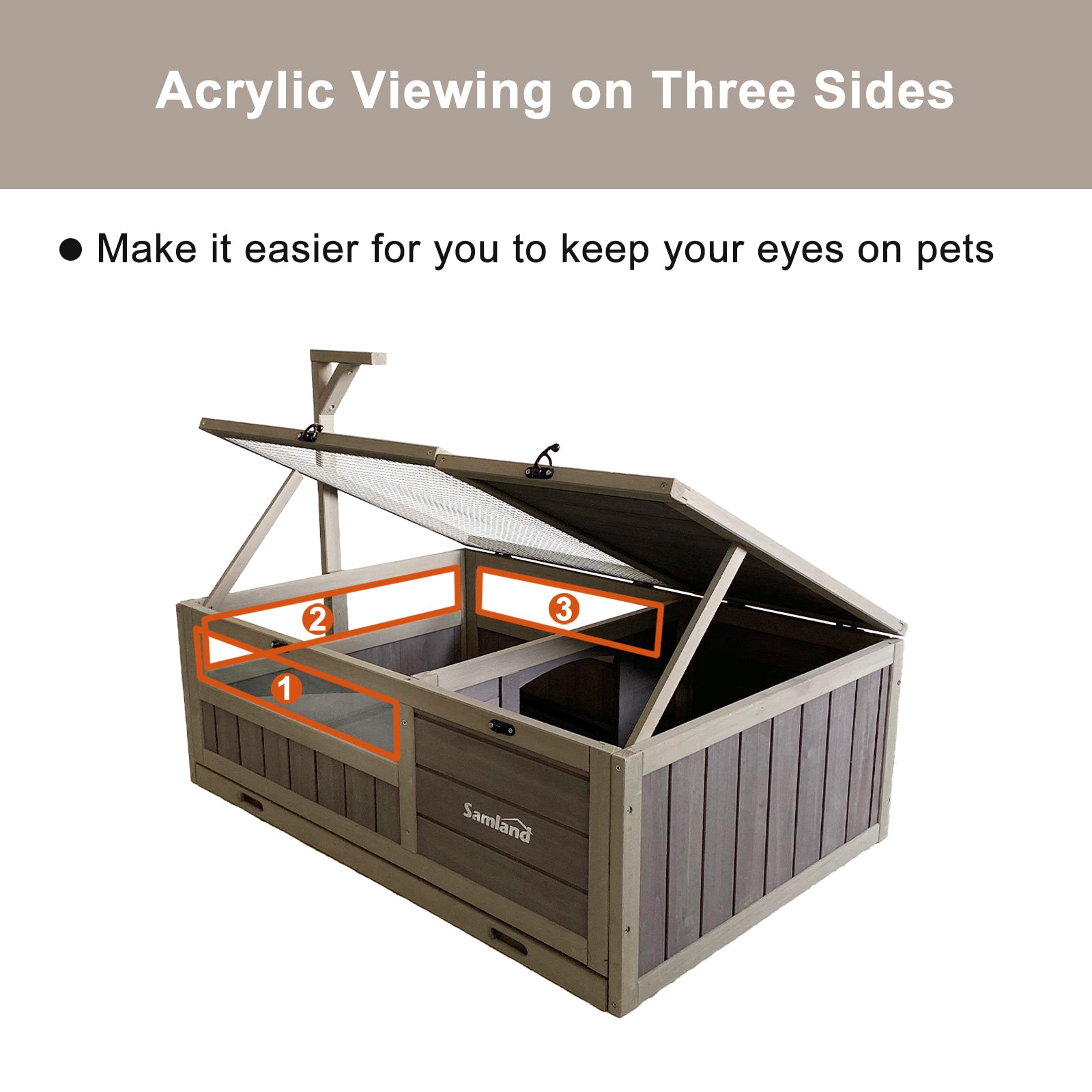 Samland Wooden Tortoise House Cage, Indoor Enclosure House Reptile Habitat Cage Box โ image 3