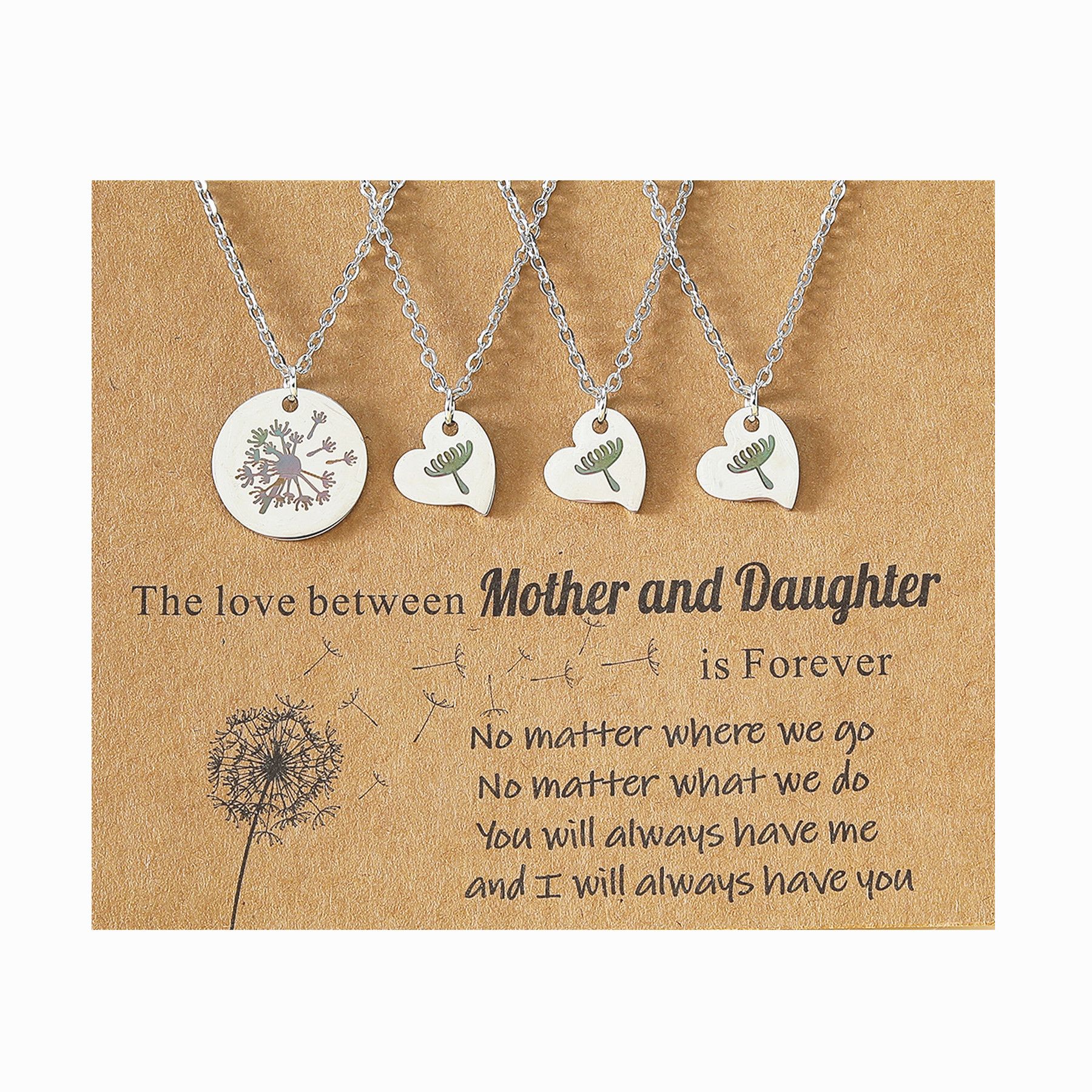 Dandelion Gifts for Mom Daughter, Matching Dandelion Necklace for Mother Daughter Necklace Set for 3, Mother's Day Birthday