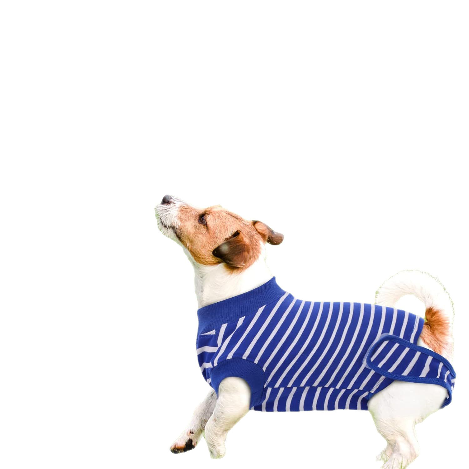 Dog Rehabilitation Surgical Clothing - Male and Female, Adjustable Anti Licking, Breathable and Comfortable, L, blue stripes — image 5