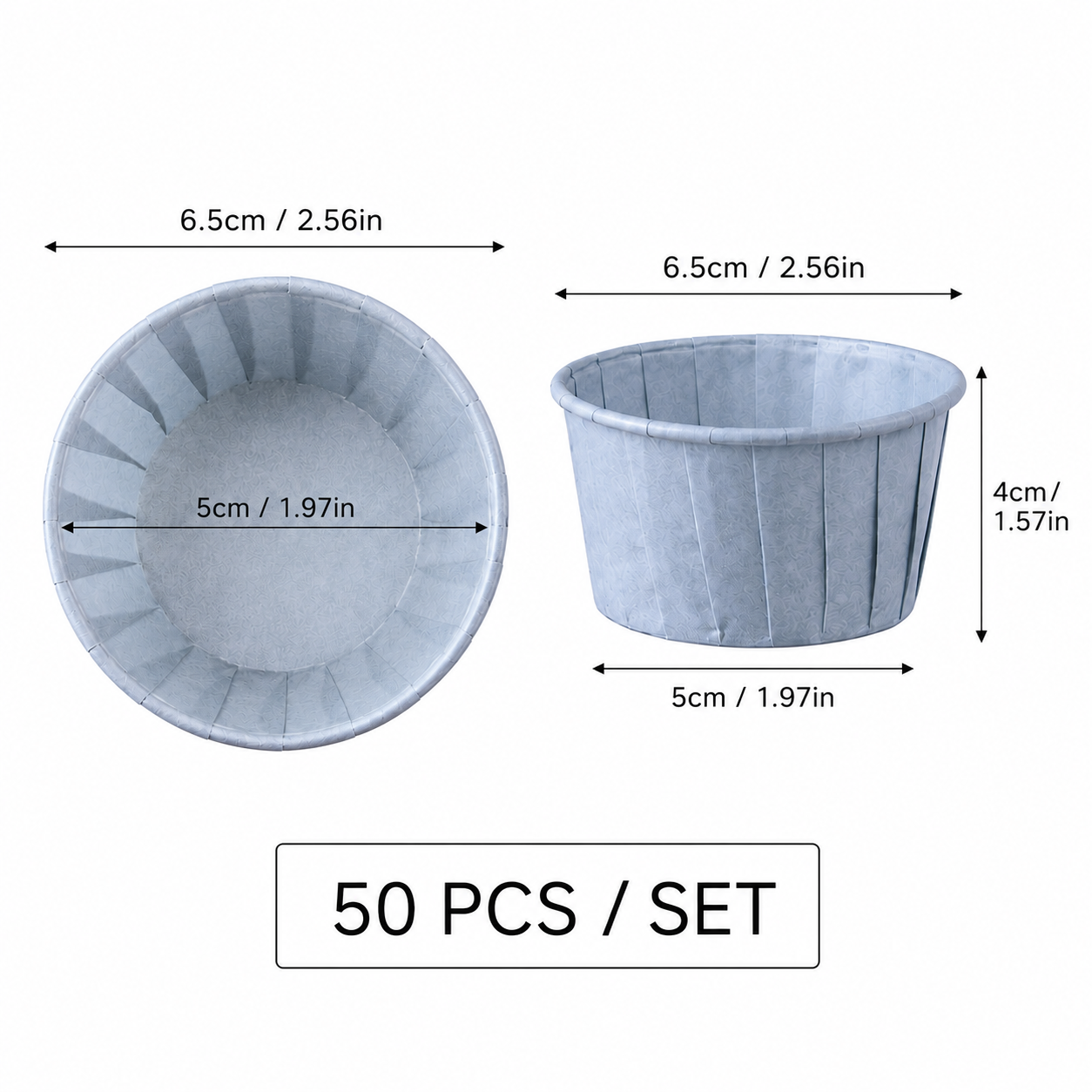 Blue 50Pcs Cupcake Baking Cups 2.56in Greaseproof Paper Liners for Muffins Cupcakes Air Fryer and Dessert Baking, Disposable Fluted Baking Cups for Home โ image 2
