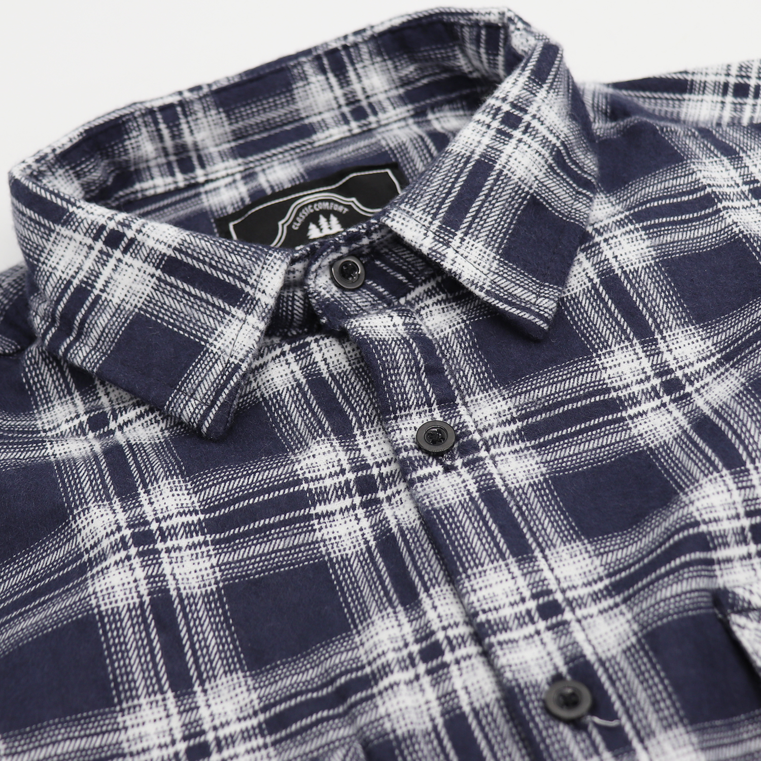 Men's 100% Cotton Flannelette Shirt Long Sleeve Plaid Check Flannel w Pockets, Midnight Navy Plaid, L โ image 4