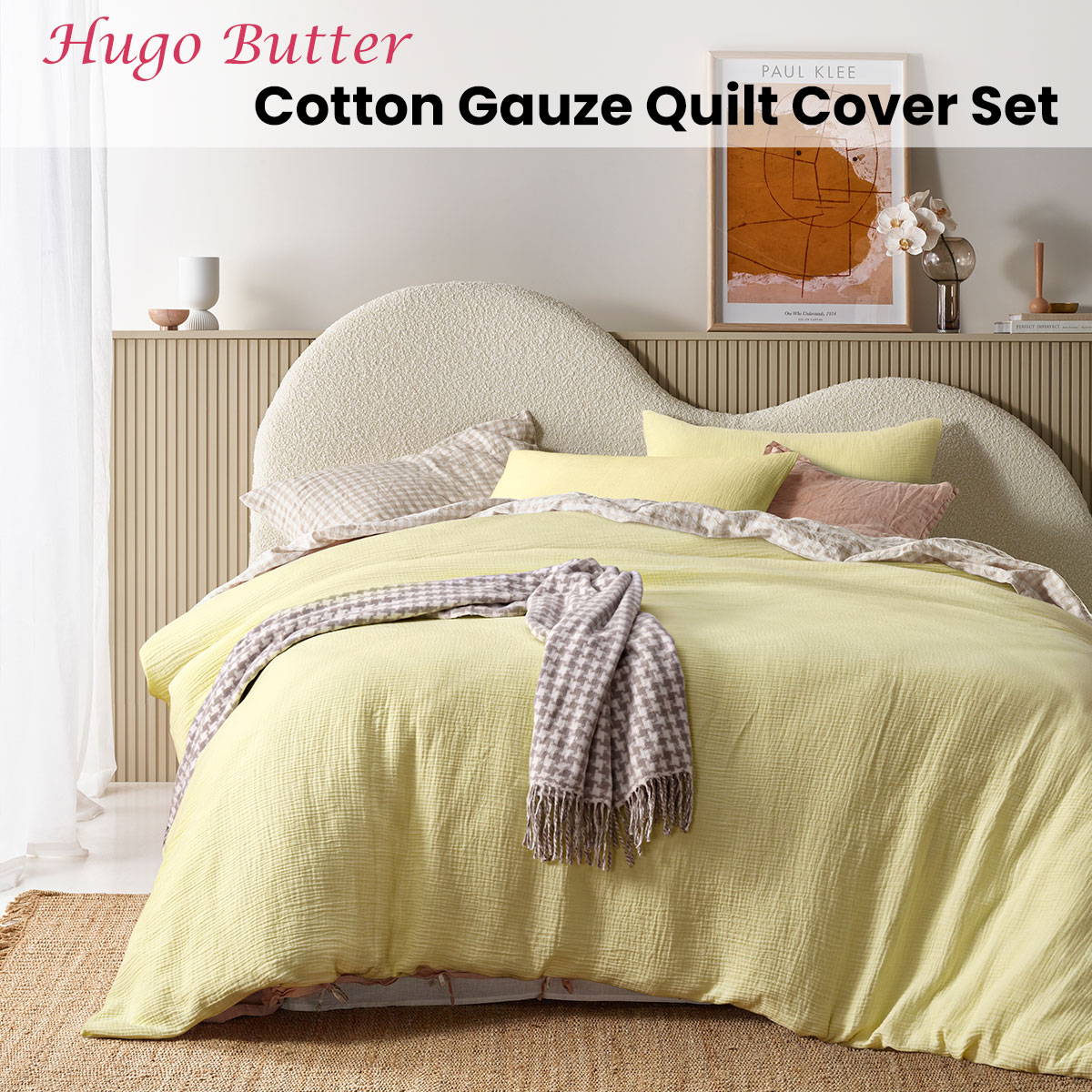 Vintage Design Homewares Hugo Butter Cotton Gauze Quilt Cover Set King — image 2