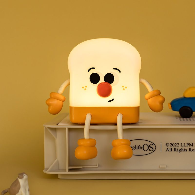Rechargeable Cute Toast Bread Night Light Dimmable Table Lamp Phone Stand with Timer for Bedroom Bedside, Nursery Light Cute โ image 4