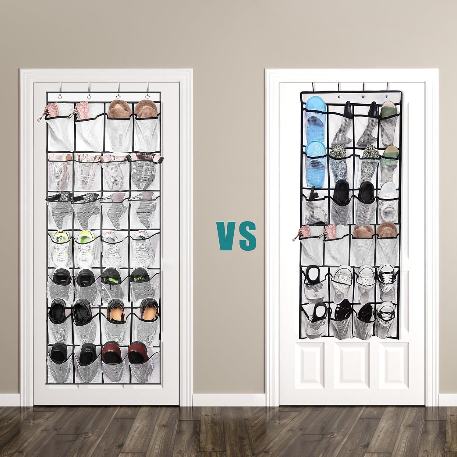 28Large Pockets Over The Door Shoe Organizer, Hanging Shoe Organizer for Closet, Premium Clear Shoe Rack for Door, Shoes Hanger Organizers Storage Holder for — image 5