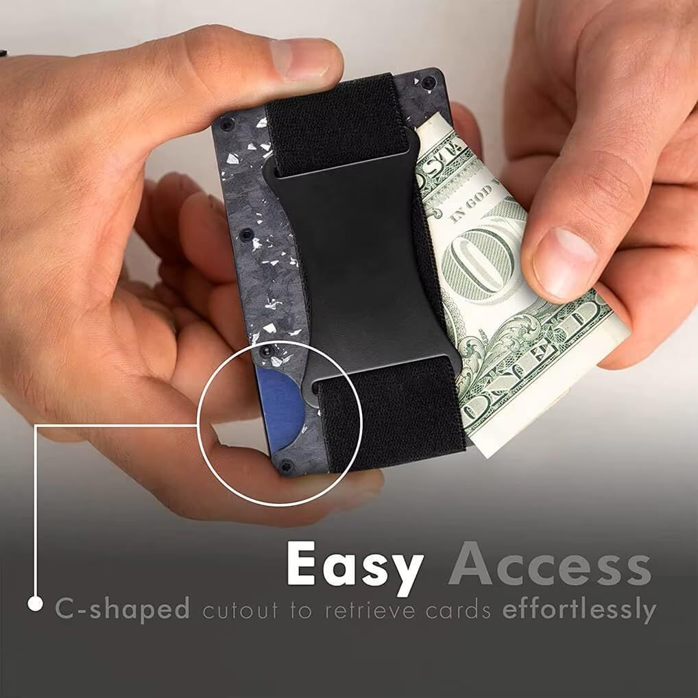 Blue Slim RFID Blocking Aluminum Card Holder - Metal Wallet with Cash Strap Minimalist Card Case โ image 4