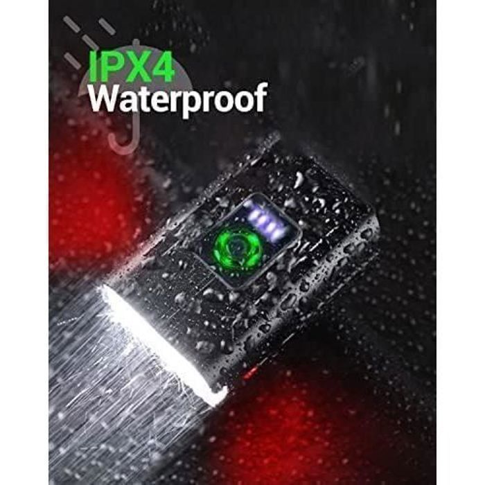 1600 Lumen USB Rechargeable Bike Light Set, IPX5 Waterproof Front Headlight and Rear Taillight with 6 Front and 4 Rear LEDs โ image 4
