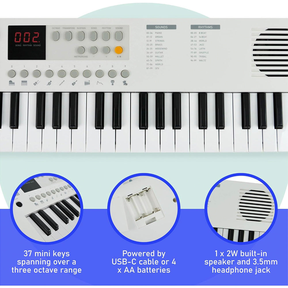 Axus Mini Keyboard 37 Key Keyboard - White — image 2