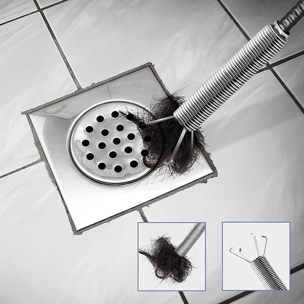 Sink plunger - Flexible drain cleaner - Gripper with 4 claws - For kitchen sink and bath - Retractable poles (160 cm) — image 5