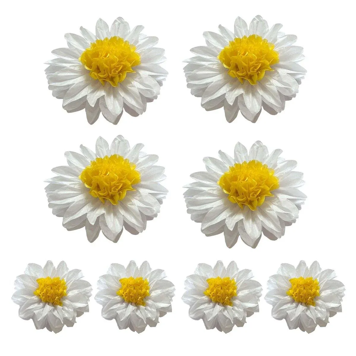 8PCS Sunflower Daisy Paper Flowers 20cm/30cm Wall Hanging Party Room Decoration — image 2