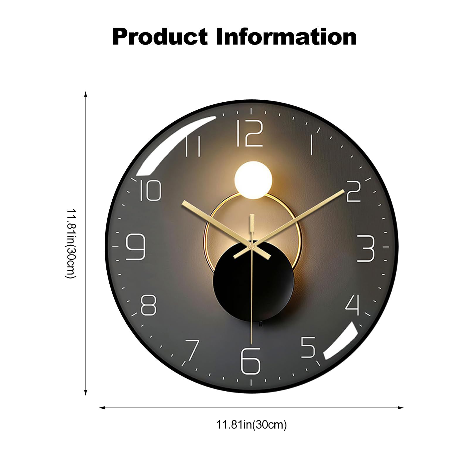 Wall Clock, Art Deco Wall Clock, Non-Ticking Silent Modern Metal Wall Clock, Suitable for Living Room, Bedroom, Office,Study Room — image 5