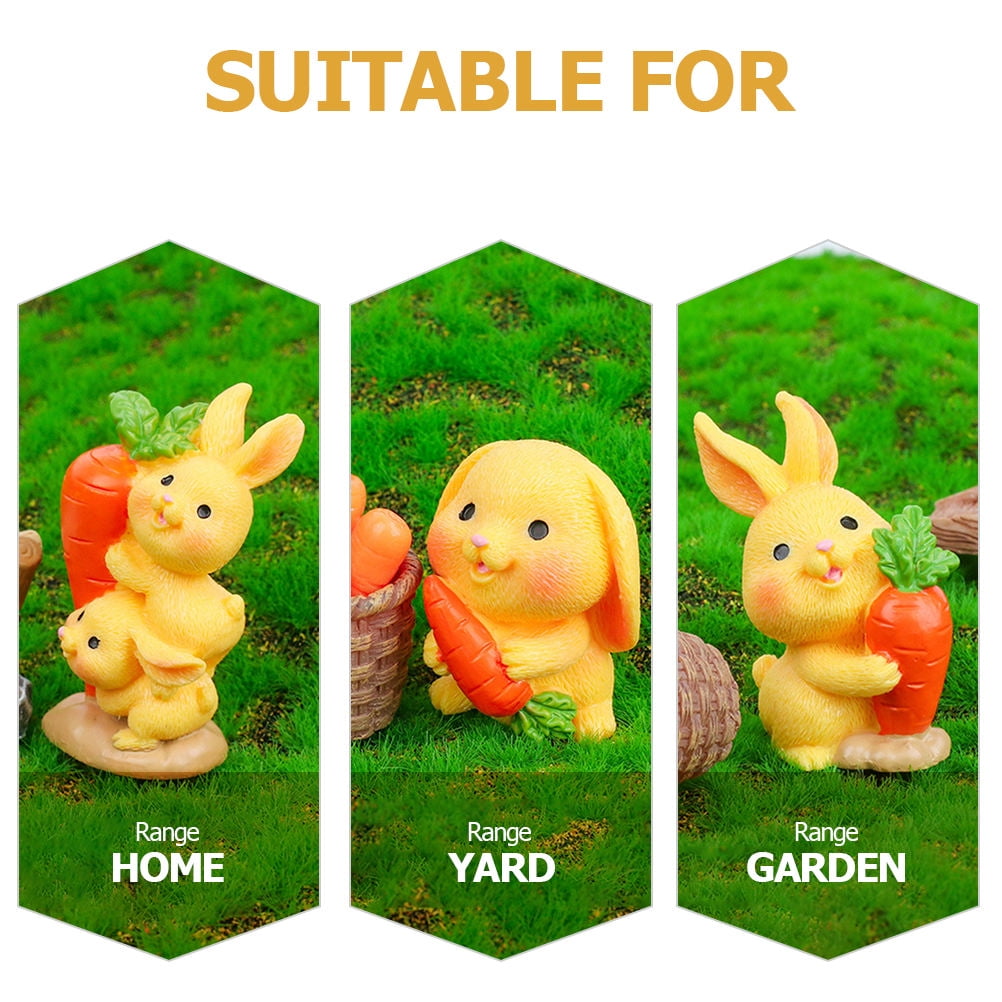 8Pcs Resin Craft Rabbit Miniatures Yellow Bunny Figurines for Home Garden Easter Decoration — image 2