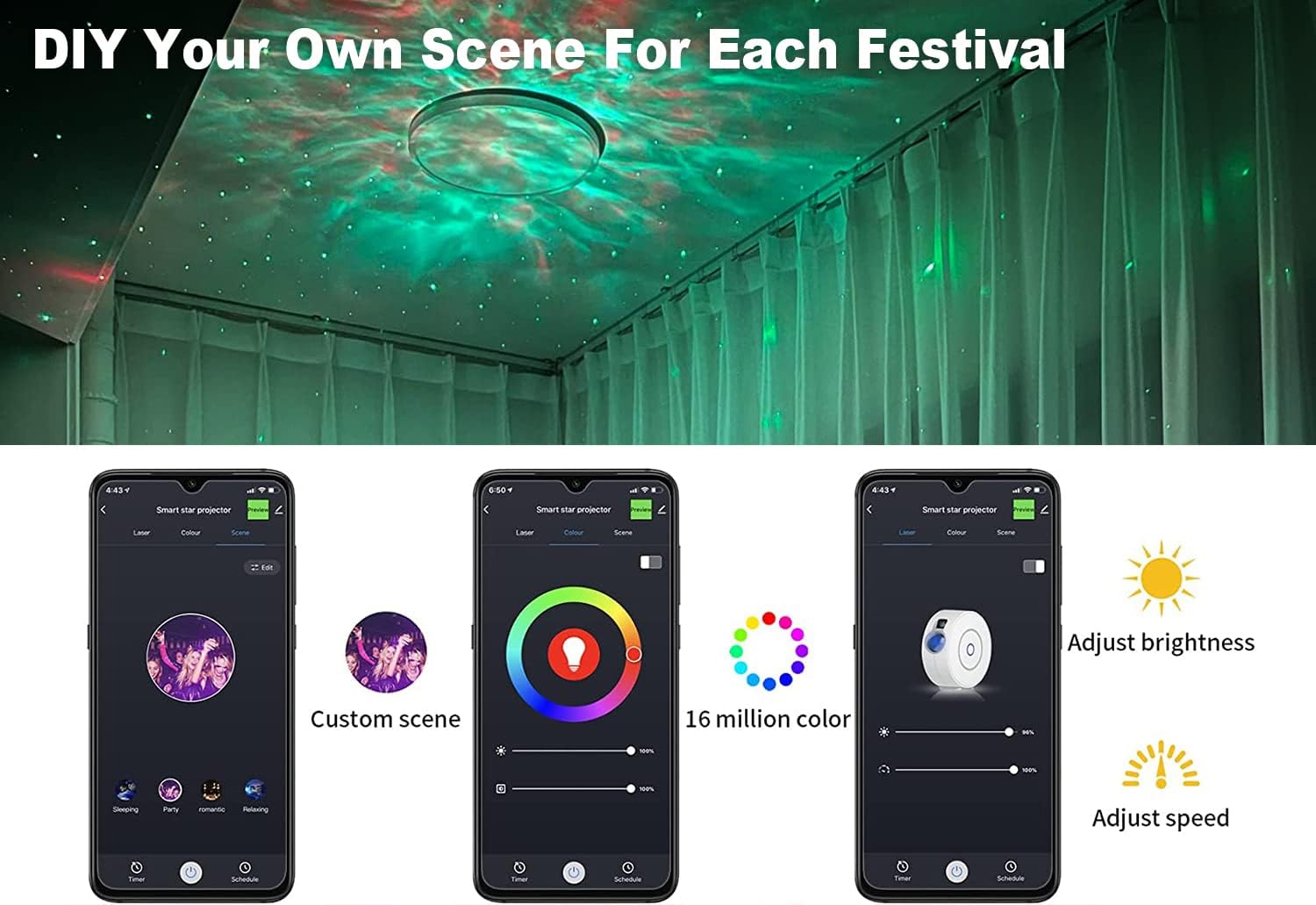Star Projector Galaxy Light Bedroom connected with Alexa and Google Home โ image 5