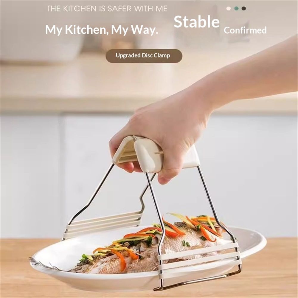 Stainless Steel Hot Plate Gripper Tongs Kitchen Pot Holder Clamp for Bowl Handling Steaming Clips for Home and Restaurant Use โ image 3