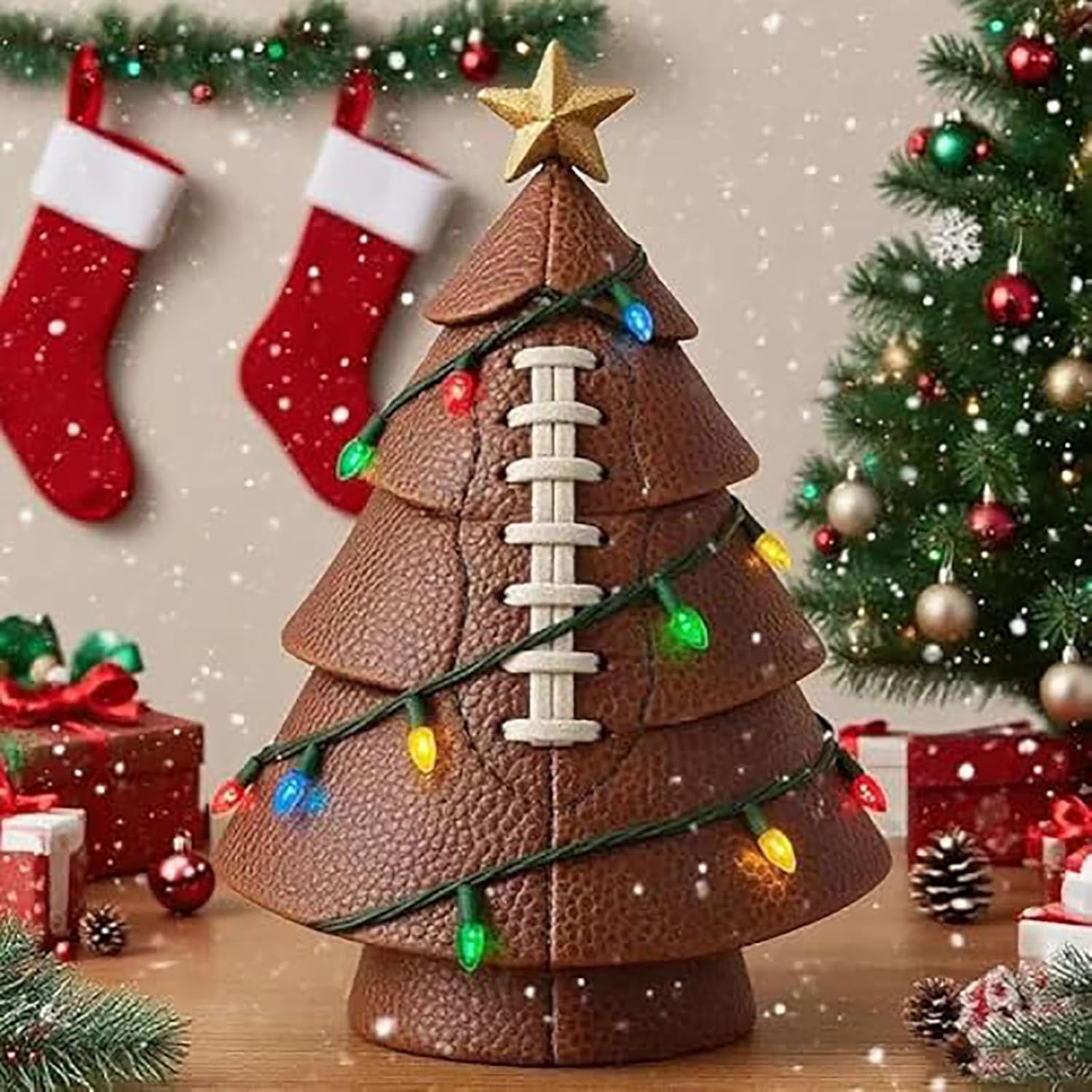 Christmas tree decoration with football theme - Fun football decoration - Mixed set of Christmas tree decorations with gold stars - Christmas decoration for โ image 2