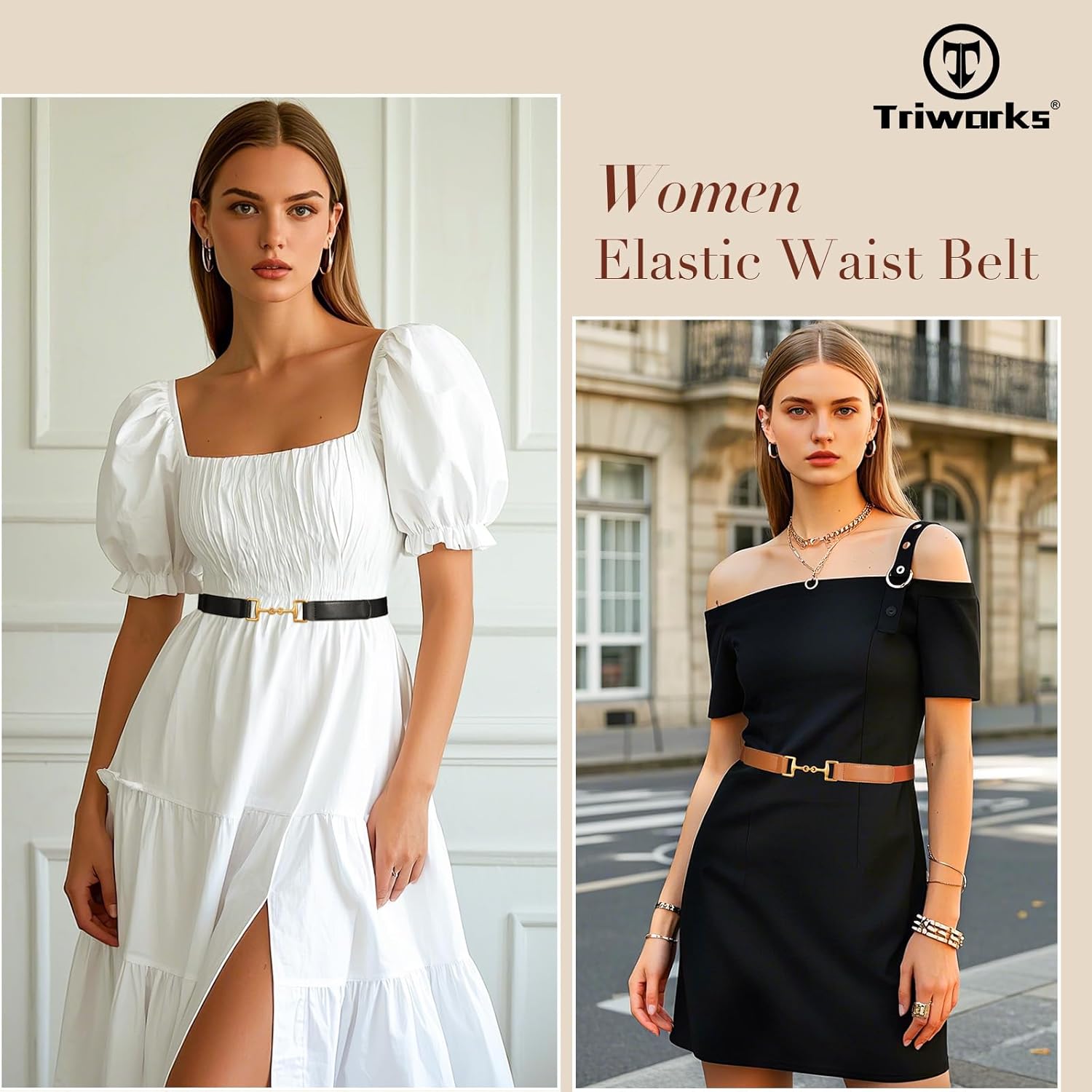 Belts for Women Adjtable Skinny Elastic Belt for Dresses β image 2