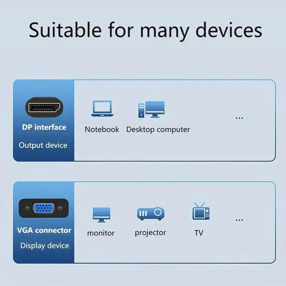 1080p DP DisplayPort Male to VGA Female Converter Adapter Cable — image 6