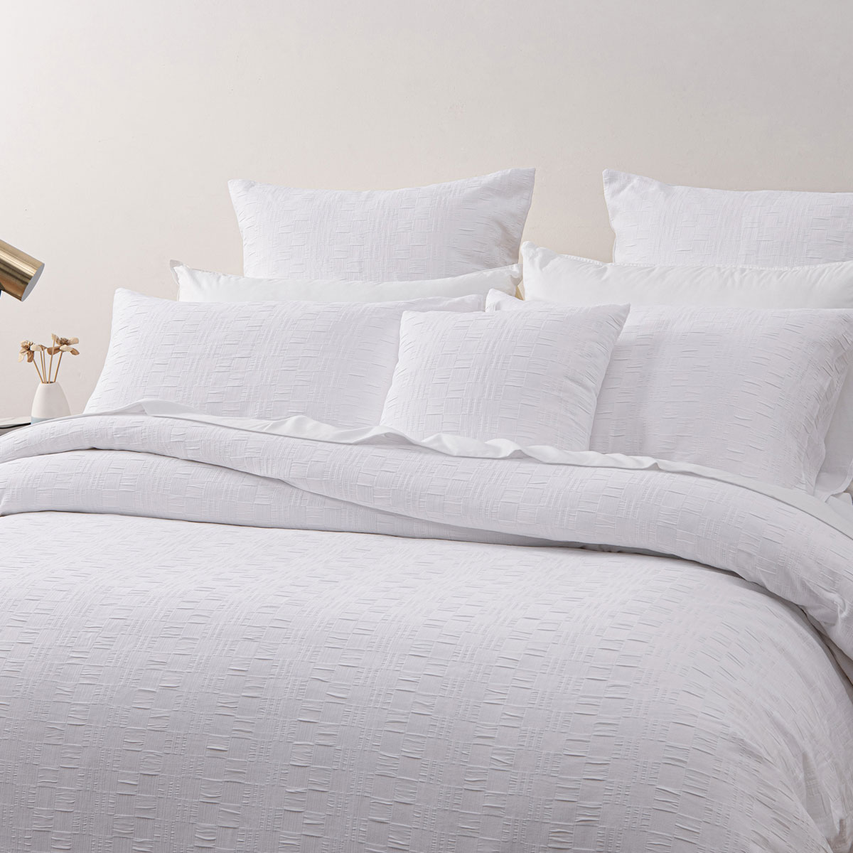 Bianca Cosmo White Soft Chenille Geometric Quilt Cover Set King — image 3